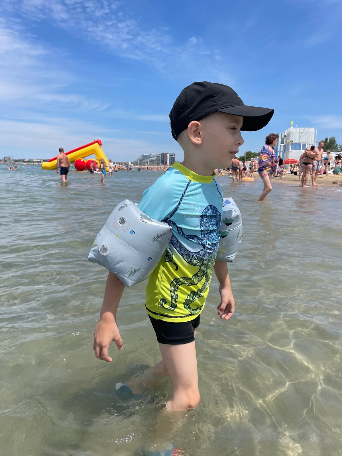 Crowded summer beach day on the Anapa shoreline