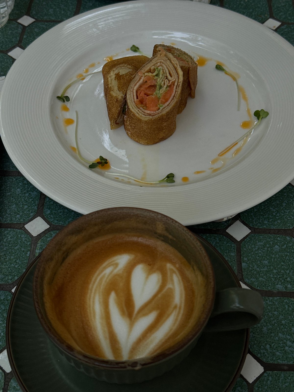 Early morning café meal documented at unknown location