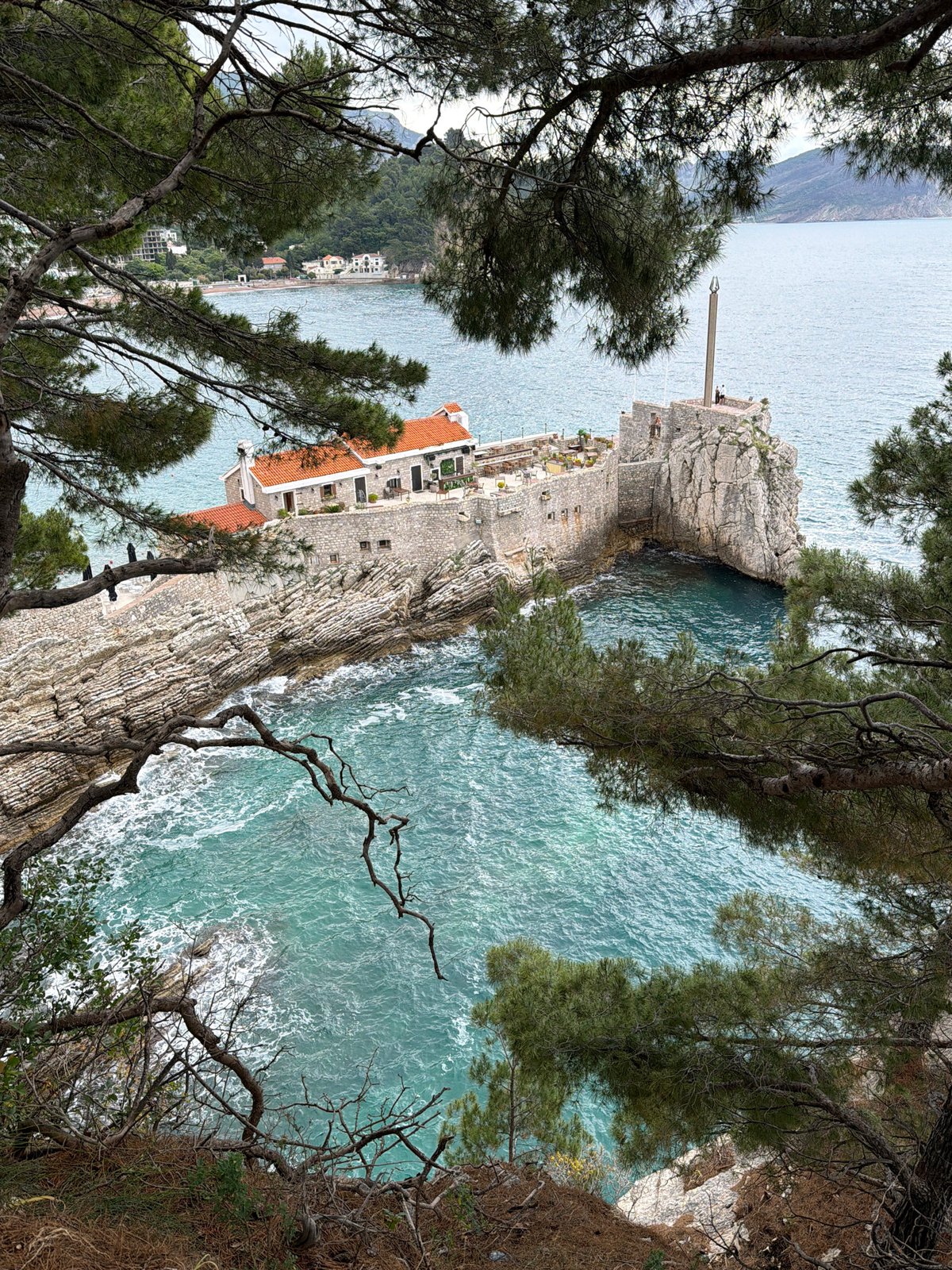 Elevated coastal view captured in Petrovac, Montenegro