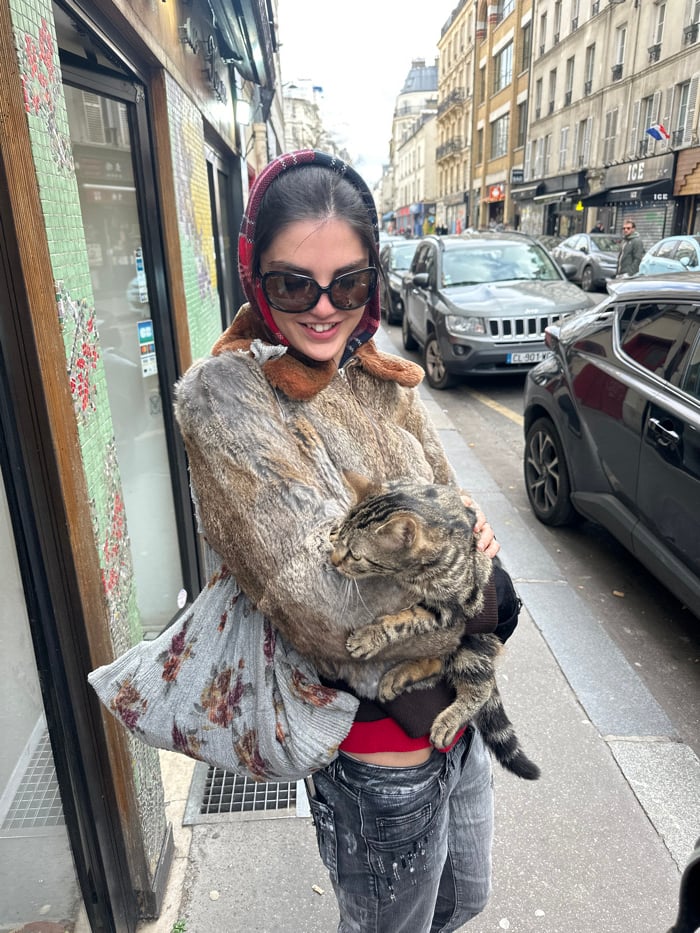 Man in camouflage cap documented across multiple Paris locations