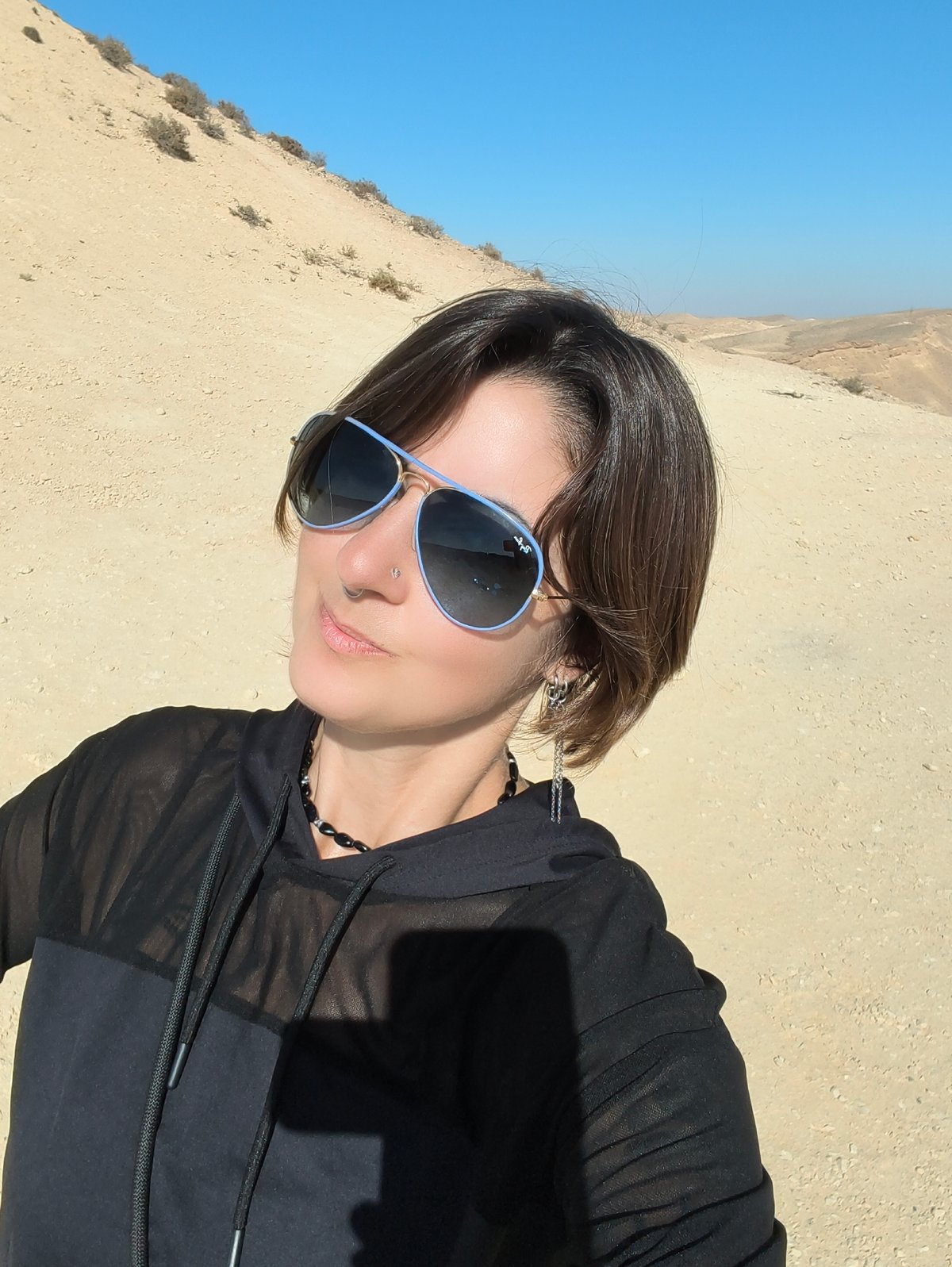 Desert landscapes and a selfie stop near Yeruham, Israel