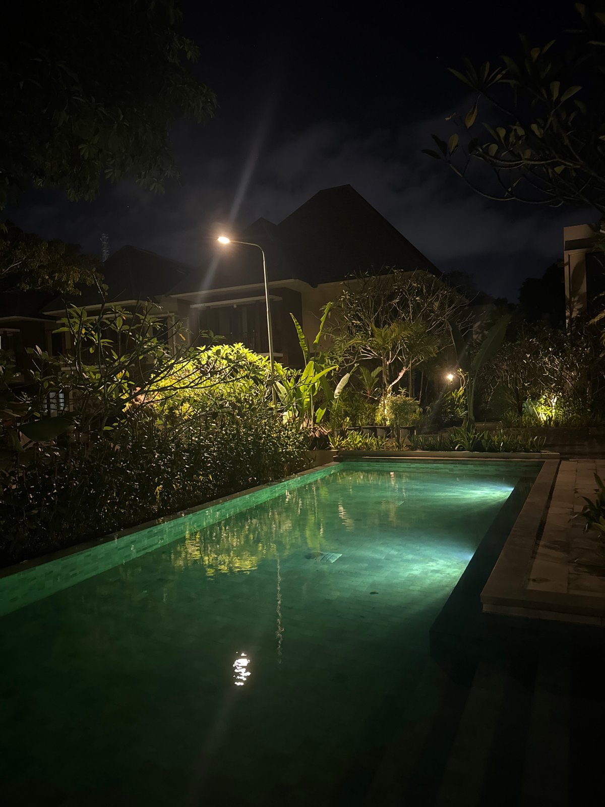 Nighttime resort scenes captured in Kuta Selatan, Indonesia