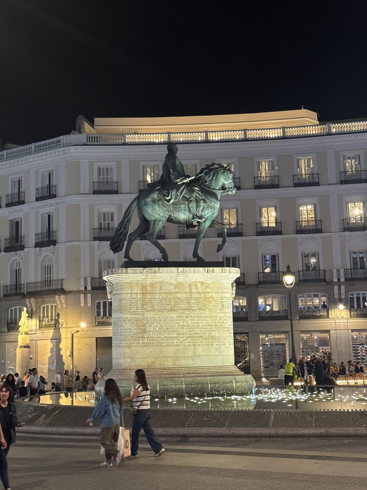 Evening street life documented around Madrid's central squares
