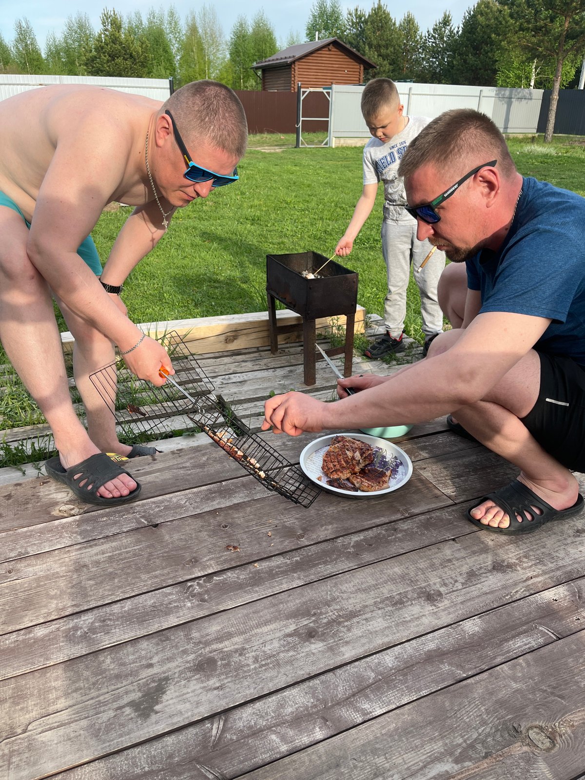 Family barbecue gathering documented in Гаревая, Russia