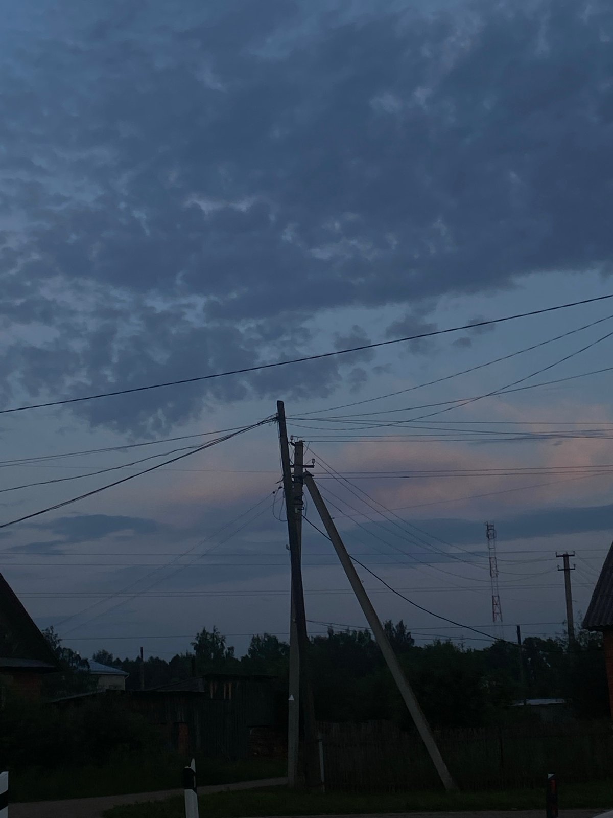 Twilight street scene in Elovo, Russia