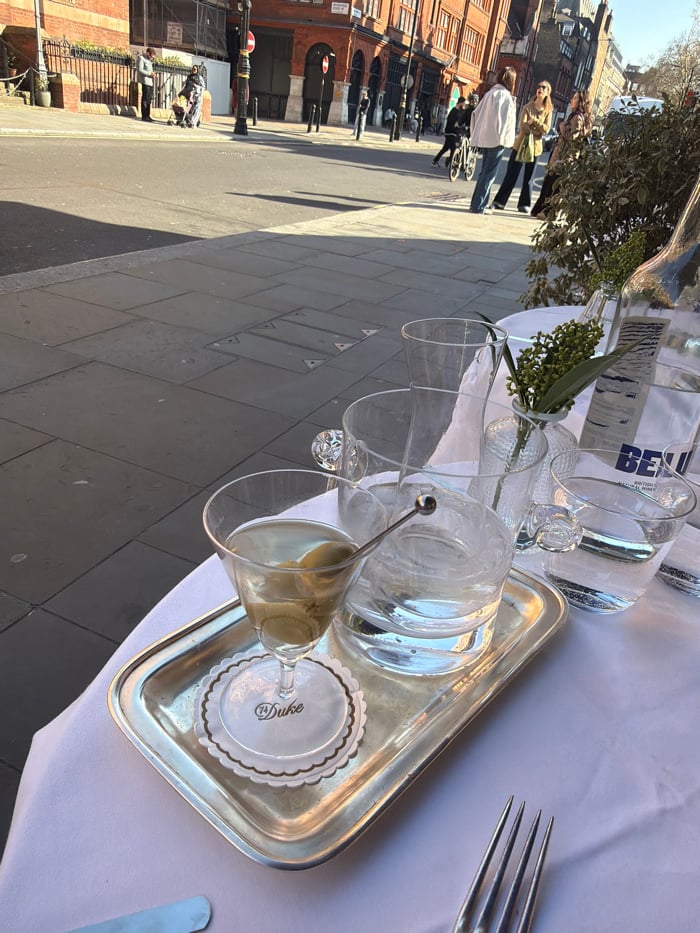 Outdoor dining table spotted on Duke's Walk sidewalk