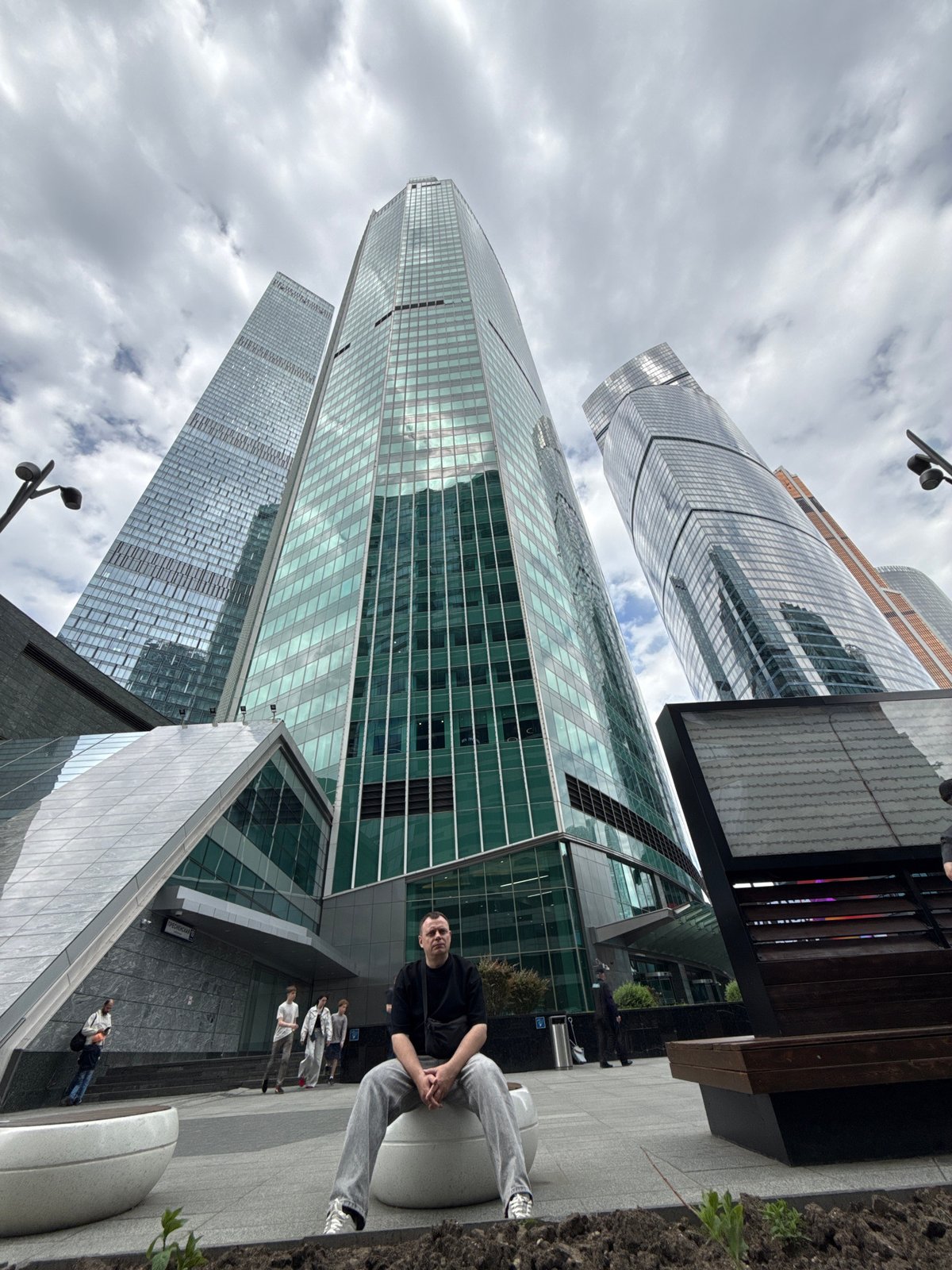 Moscow Business Center photographed under cloudy skies in Putilovo