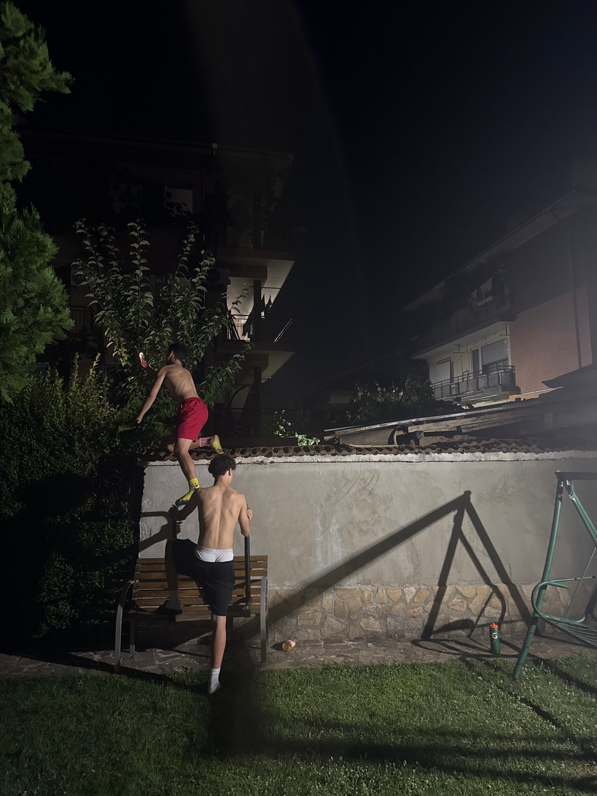 Late-night backyard hangout in Botevgrad, Bulgaria