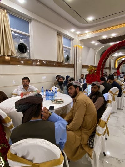 Wedding celebration held in decorated Kandahar banquet hall