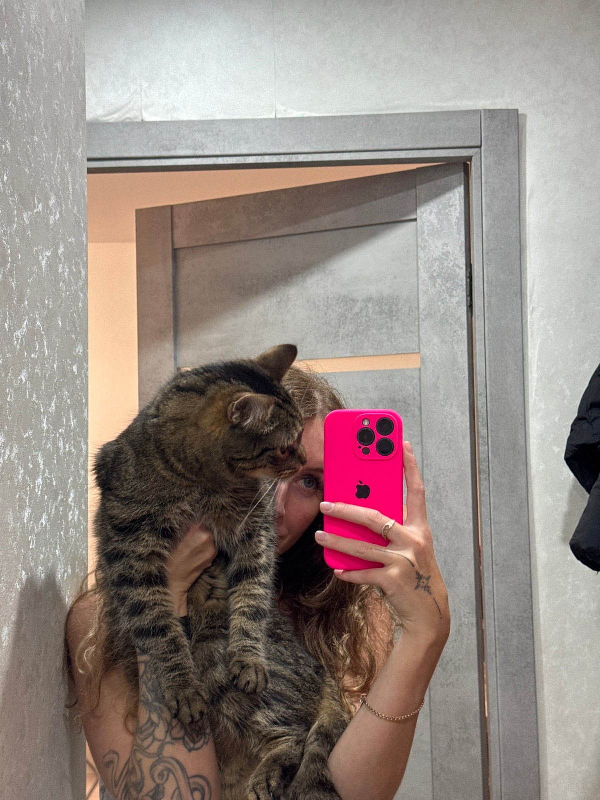 Woman takes playful selfies in Chaikovsky, Russia