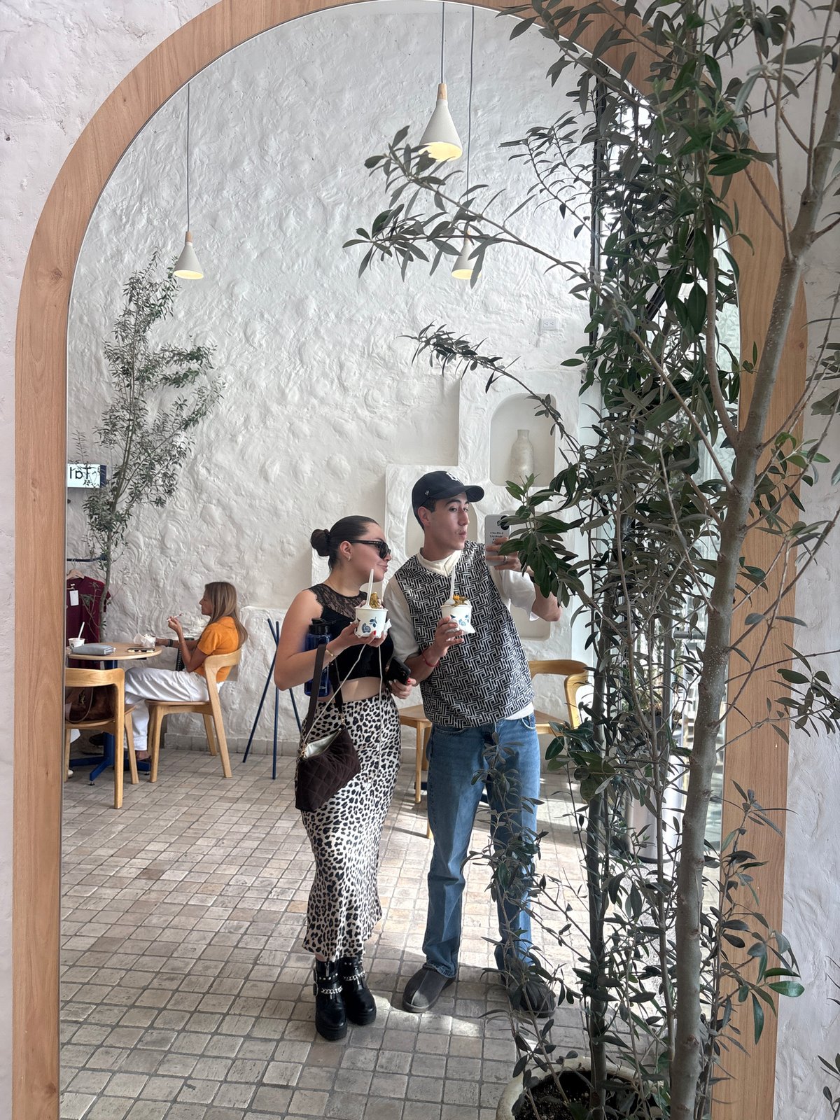 Greek frozen yogurt shop visit in Tlaxcalancingo, Mexico