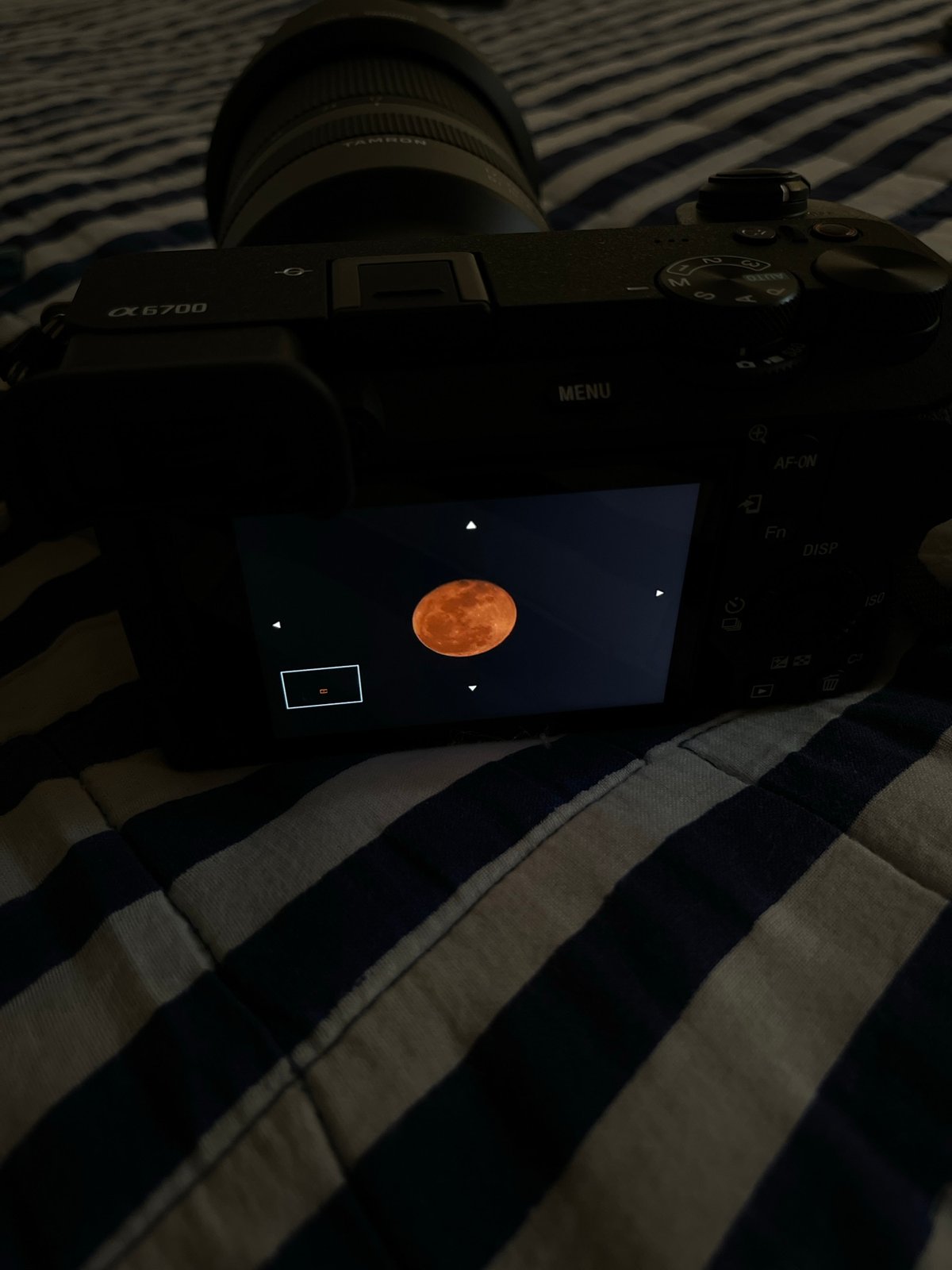 Sony camera photographed displaying image on striped surface in Mexico