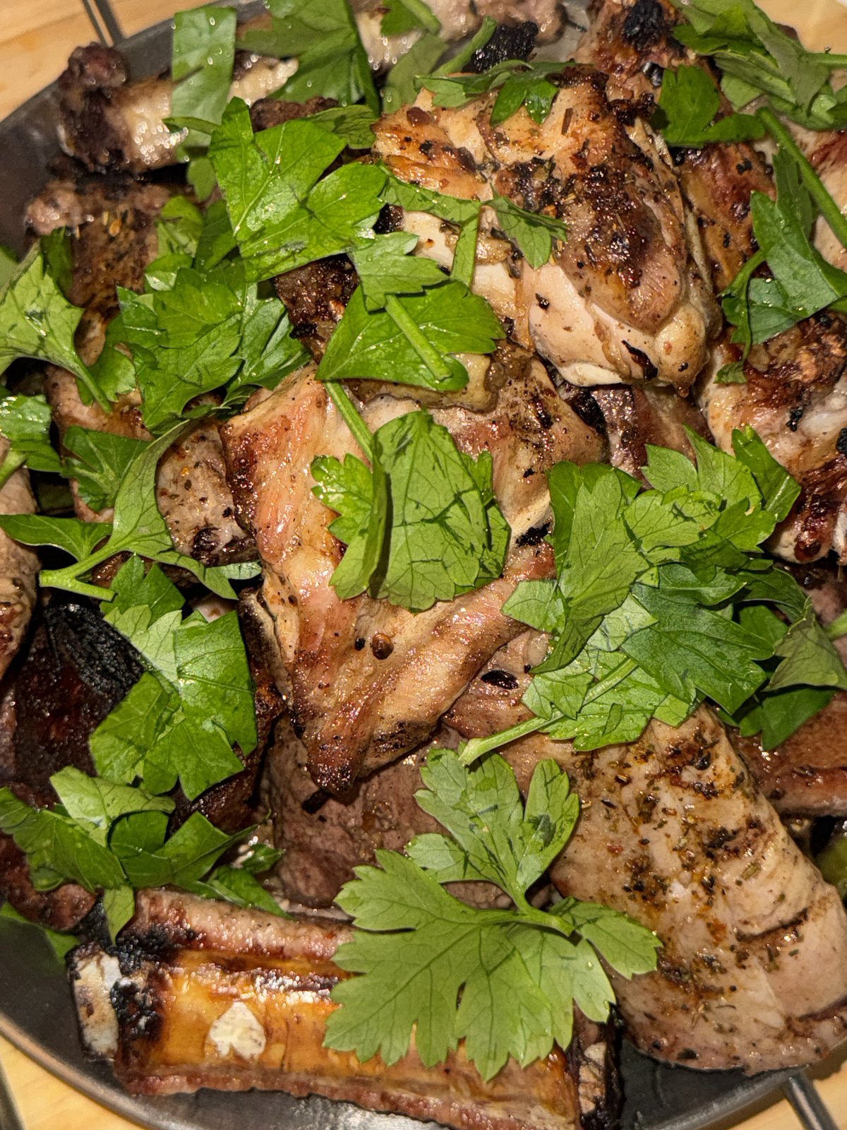 Barbecue session with grilled meat and peppers in Erba