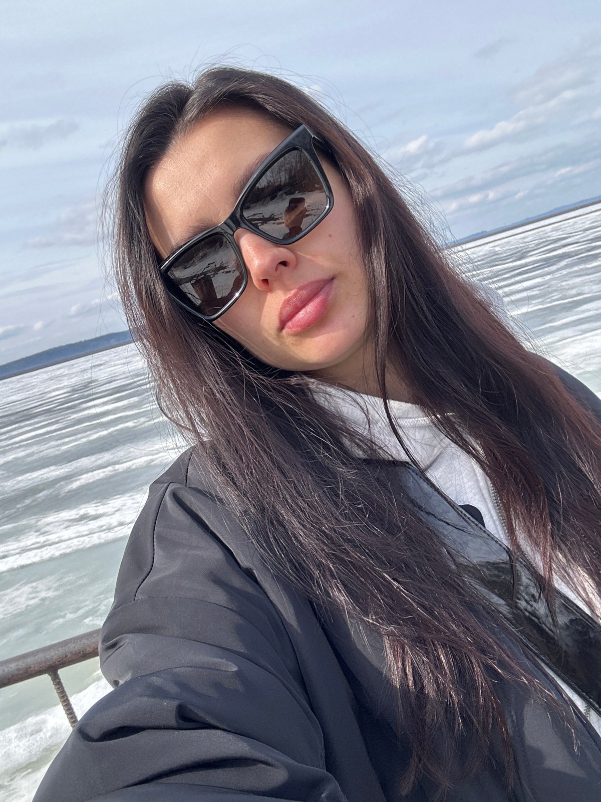 Woman enjoys morning park visit in Chaikovsky, Russia