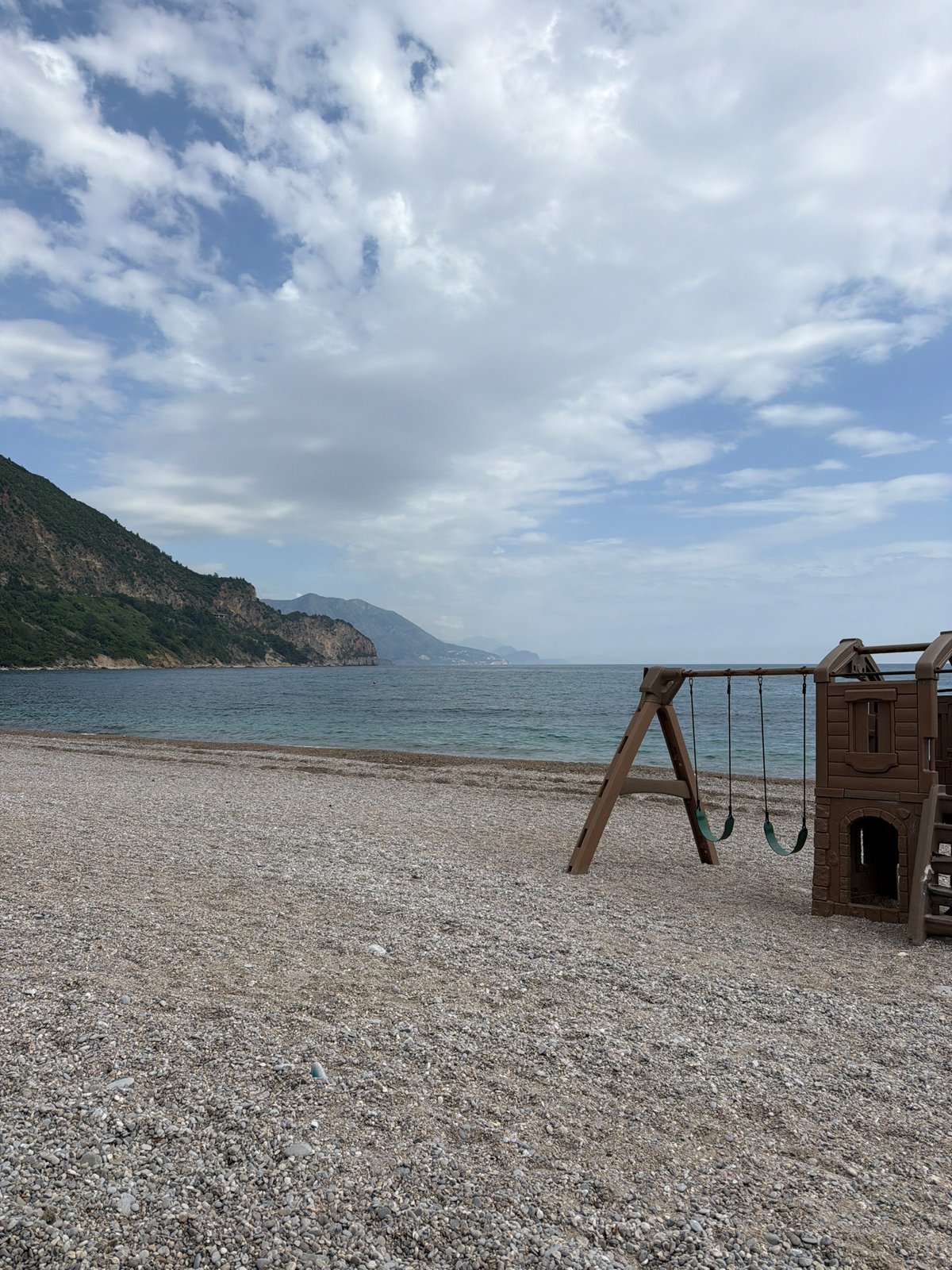Beachgoer enjoys quiet moment at Montenegro playground beach