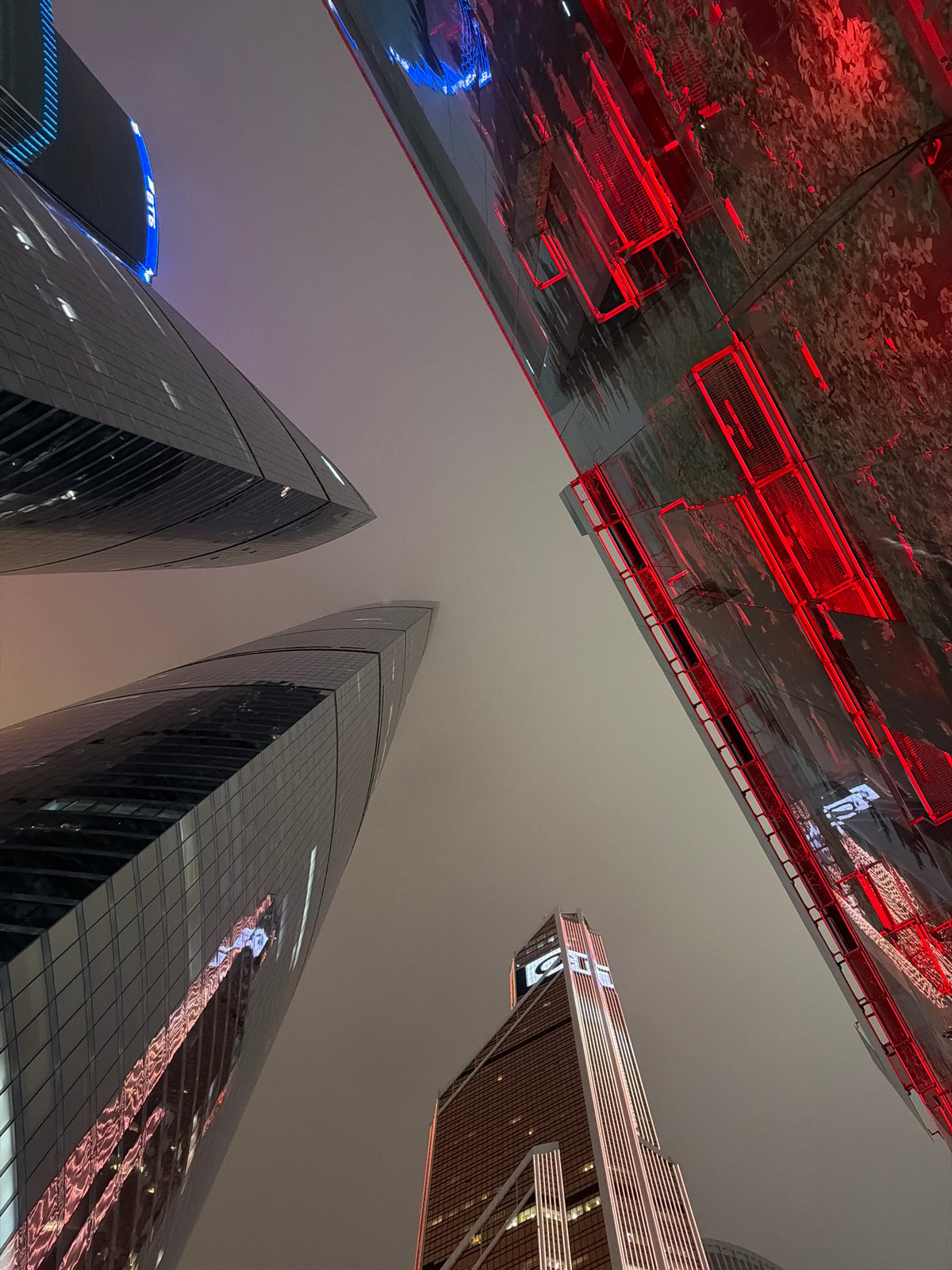 Evening documentation of Khimki's illuminated modern skyline