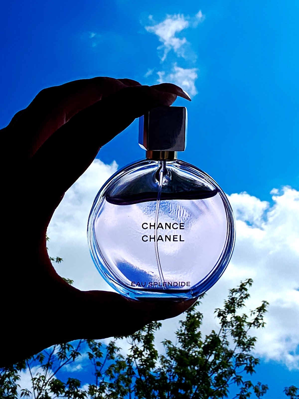 Witnesses document skyward moment with hands, objects against blue sky
