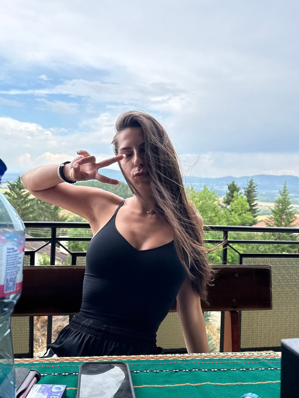 Group hangout on a scenic mountain-view terrace