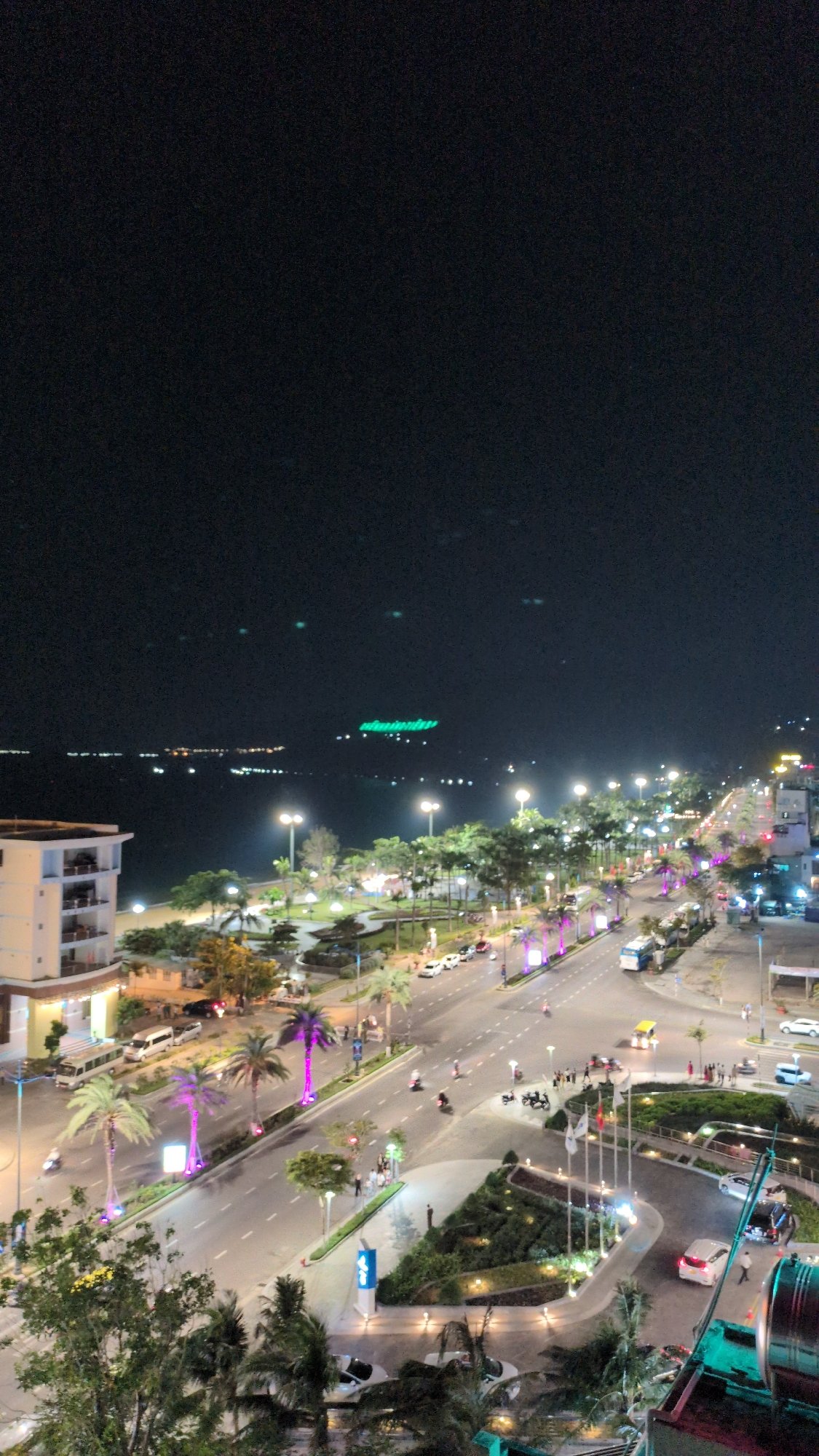 Nighttime urban scenes documented across Quy Nhon, Vietnam