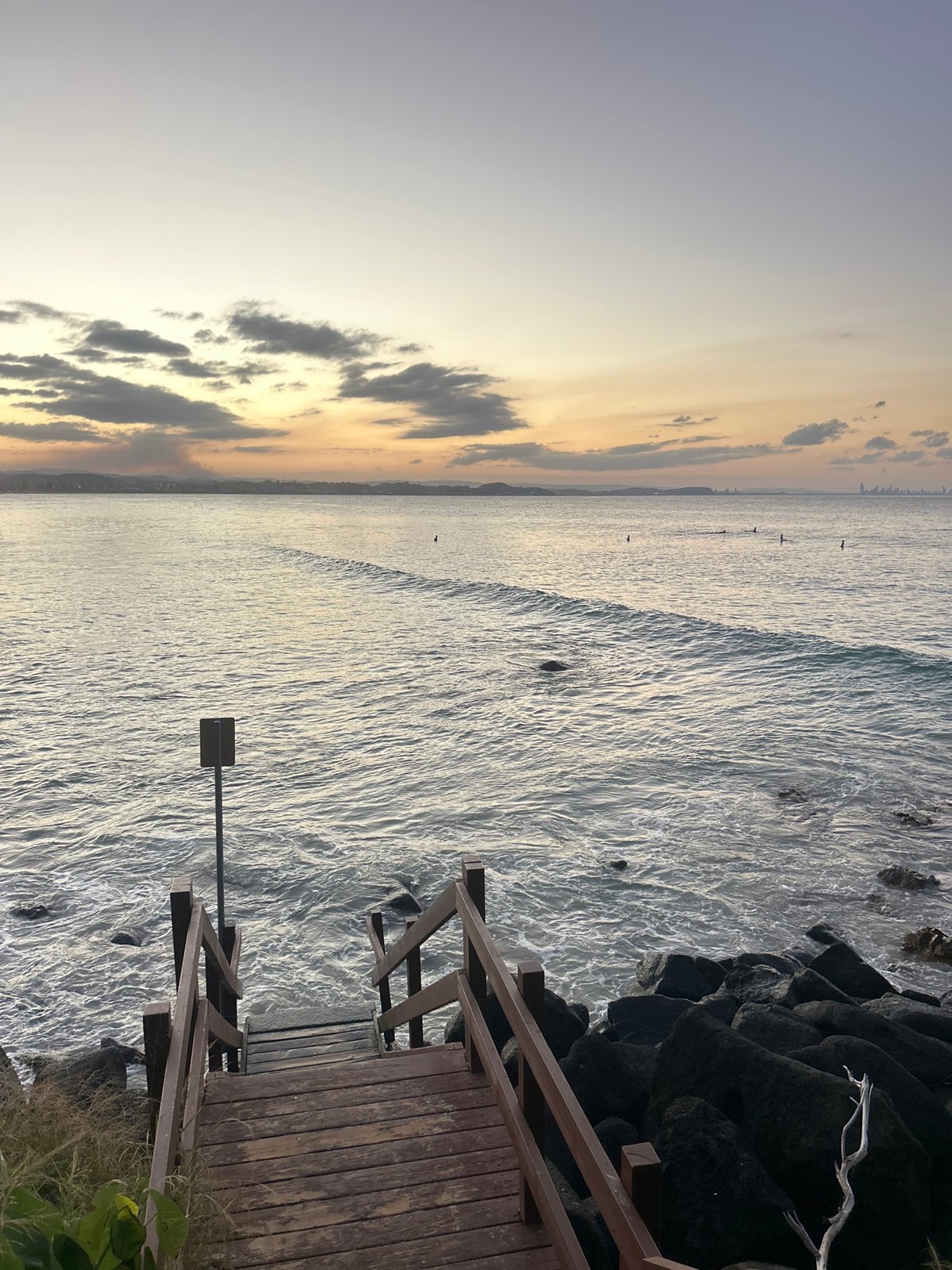 Dawn coastal viewing captured at Coolangatta beach stairs