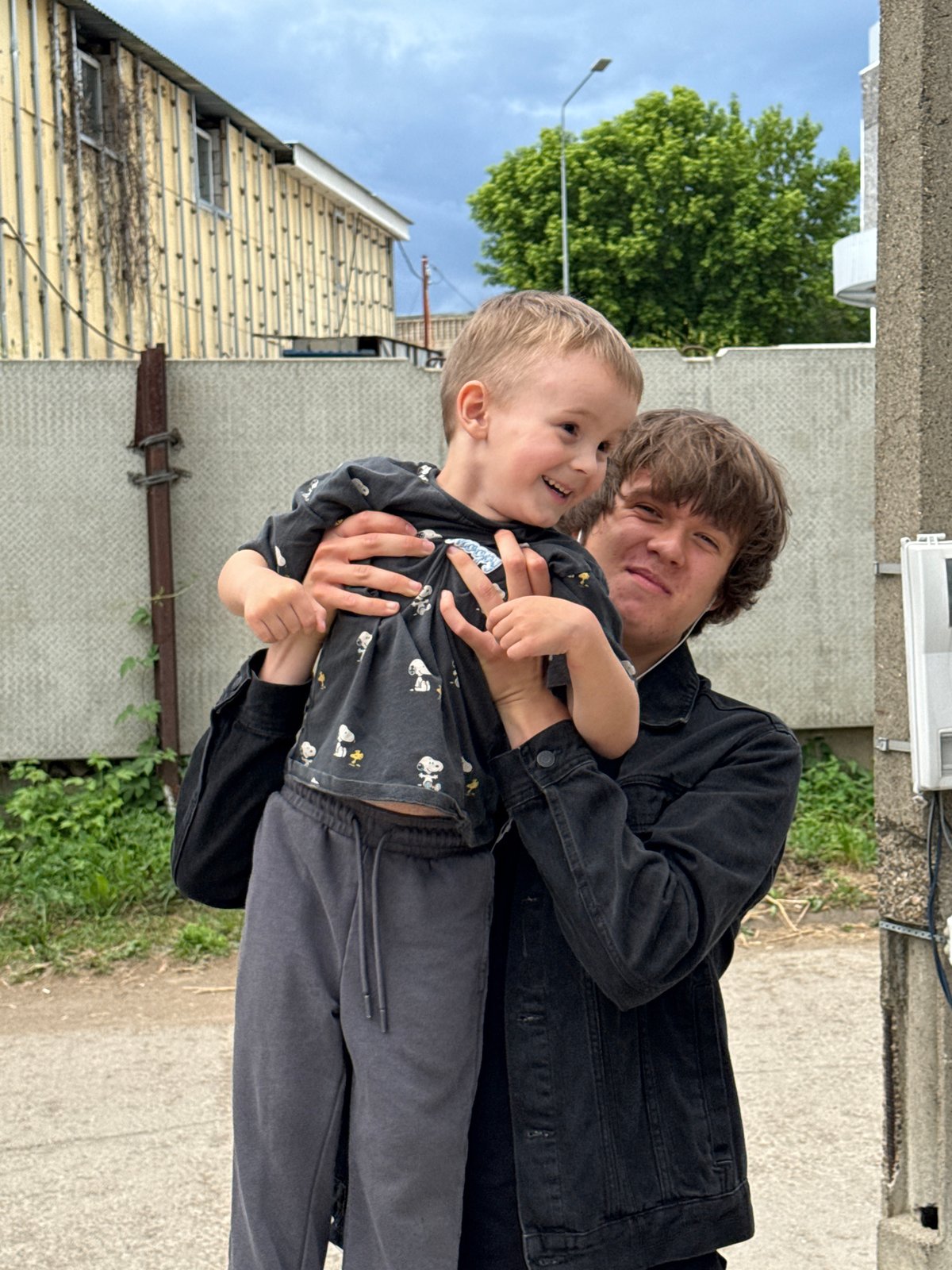Mother and child enjoy hopscotch game in Chaikovsky, Russia