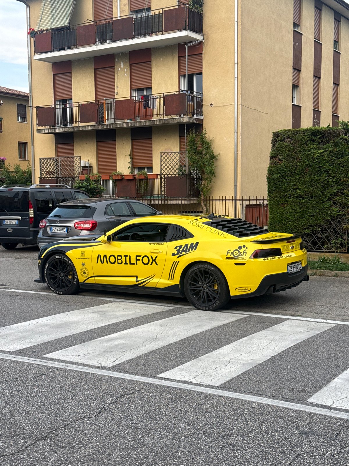 Service vehicle blocks pedestrian crossing in Padua