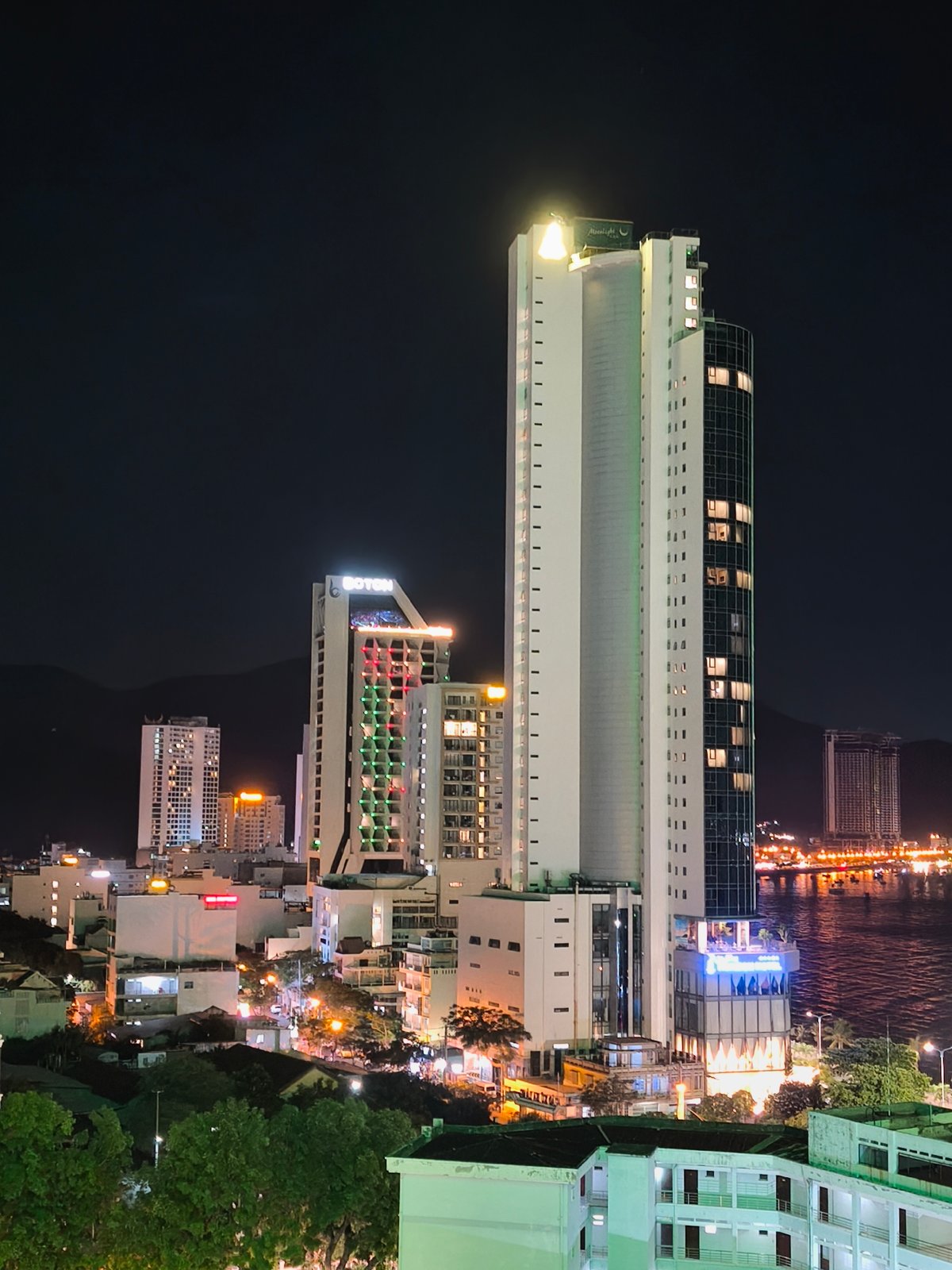 Nighttime around Nha Trang's beachfront and city streets