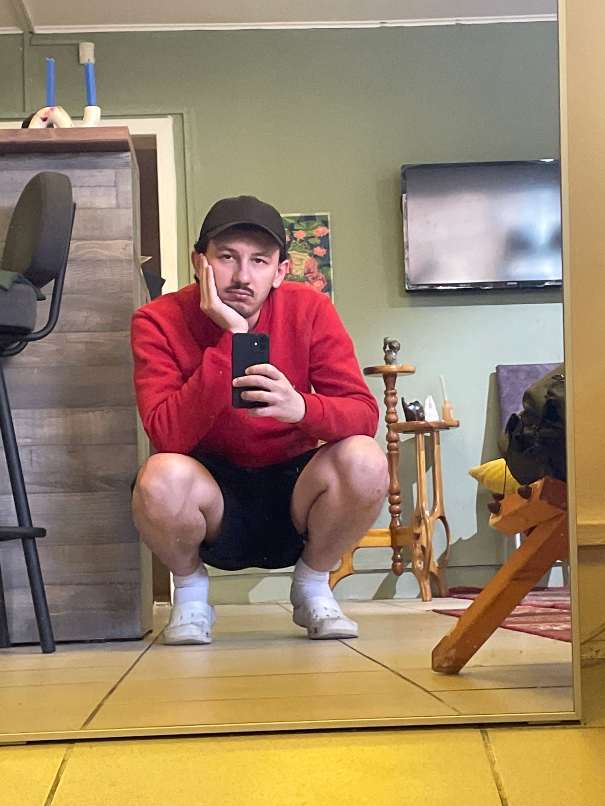 Man takes selfie in Abakan, Russia
