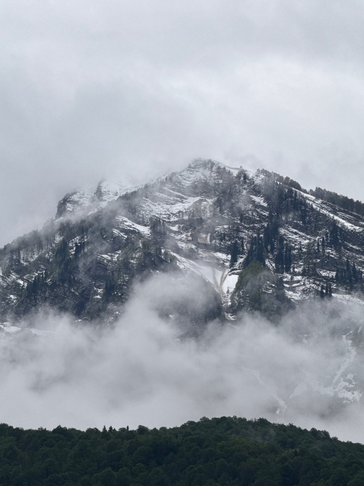 Cloudy mountain views documented in Krasnaya Polyana resort area