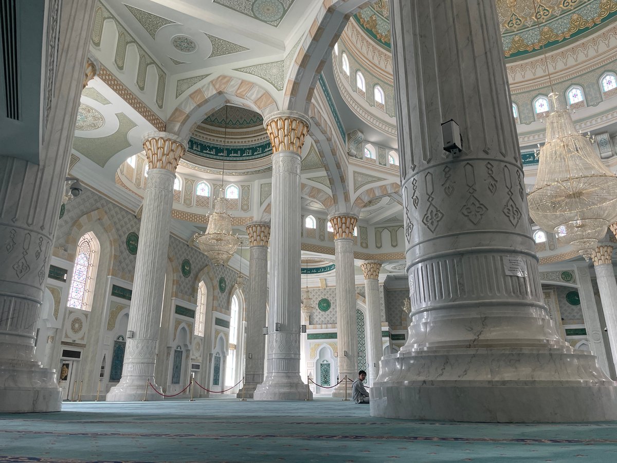 Interior view captured at Hazrat Sultan Mosque in Astana