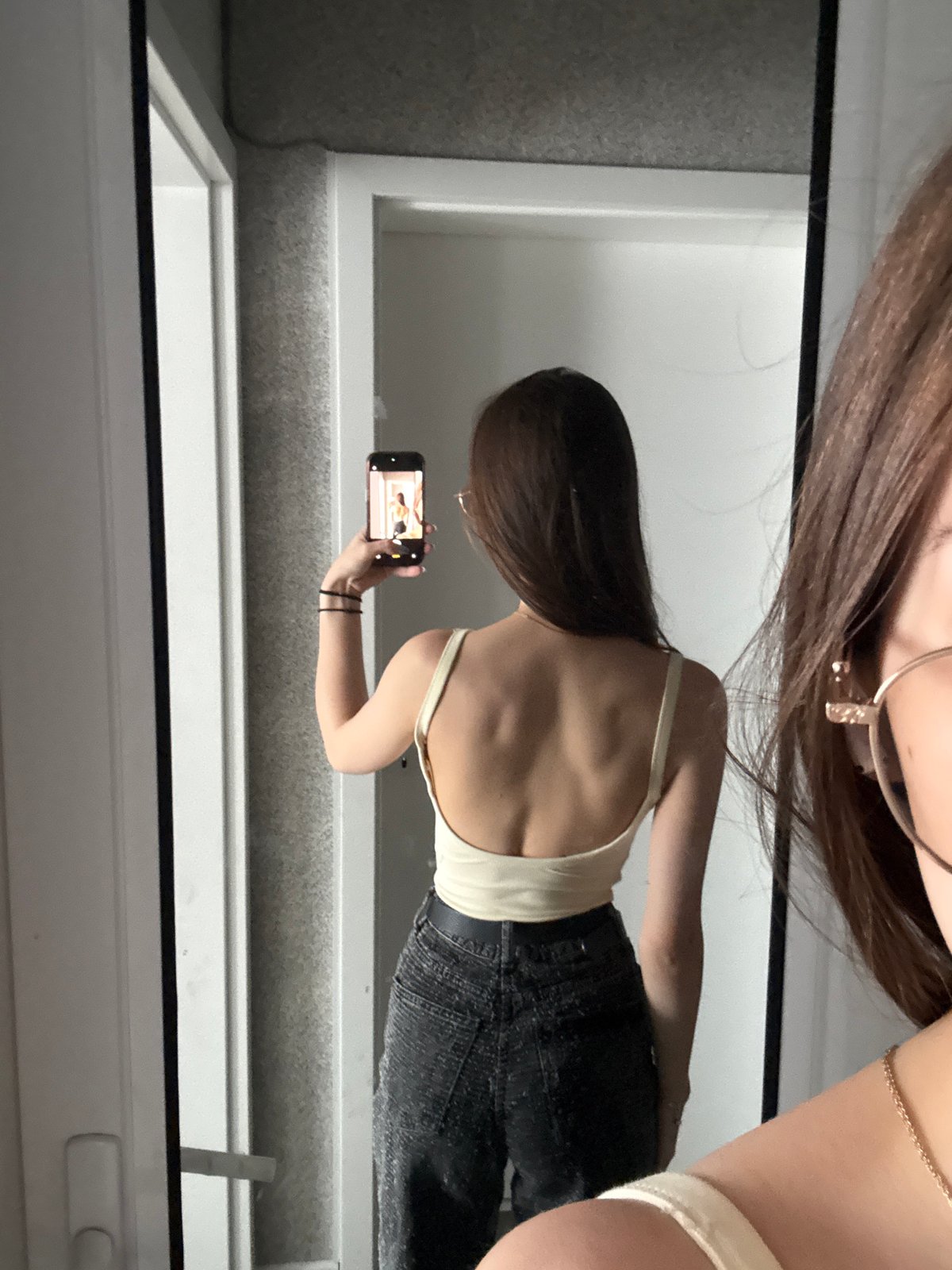 Woman takes mirror selfie in Sofia