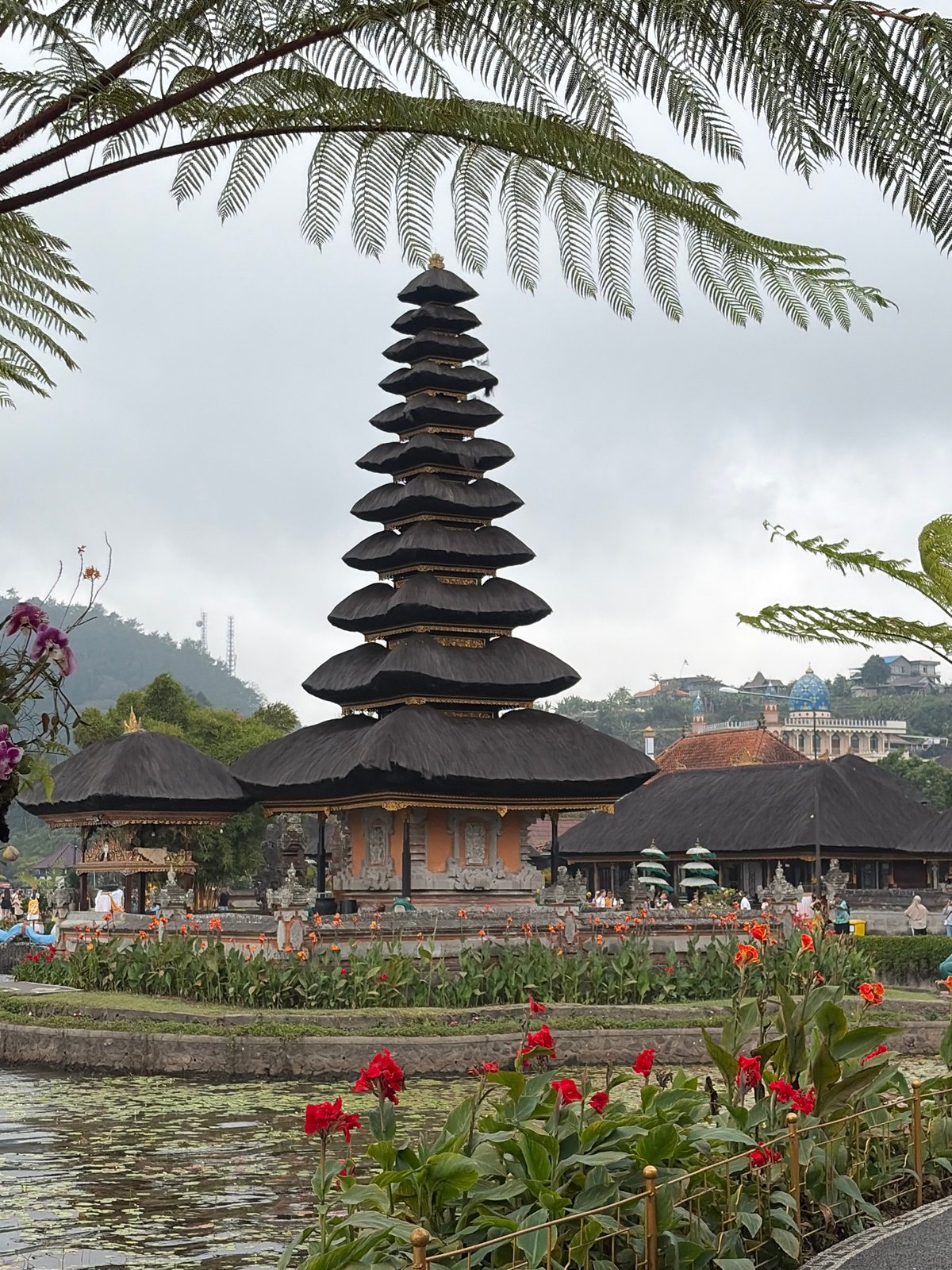 Visiting Pura Ulun Danu Bratan on a cloudy Bali morning