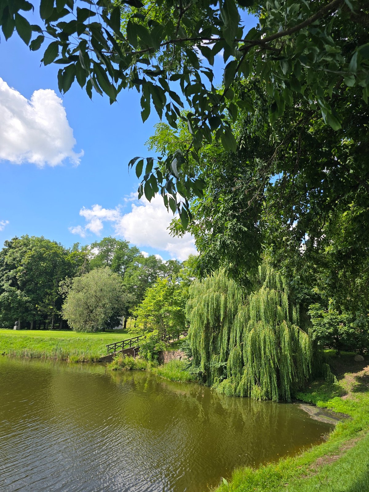 Nesvizh Castle and its lakeside grounds on a summer morning