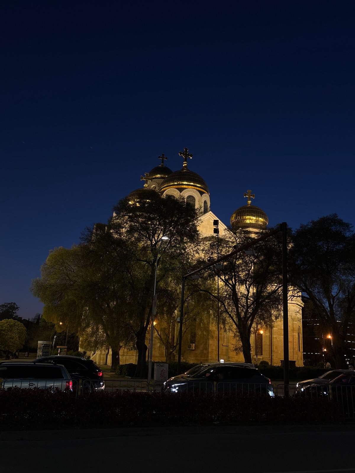 Evening documentation of Varna cathedral and street scenes