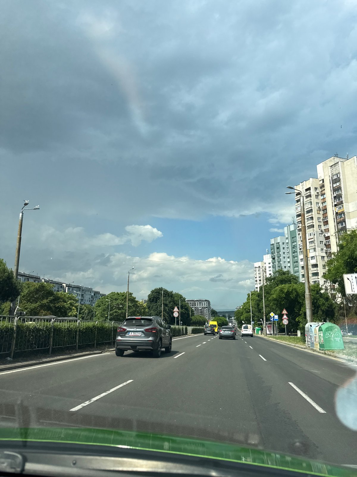 Rolling through Burgas streets on a partly stormy afternoon