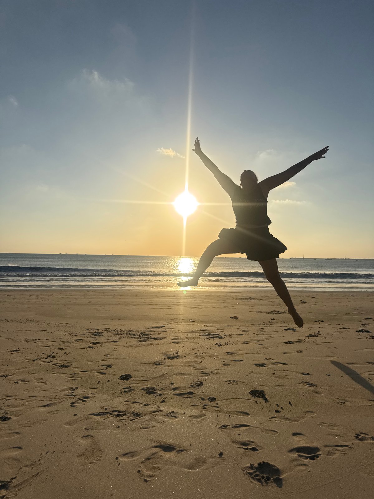 Sunset beach session with jumps and quiet moments in Kuta