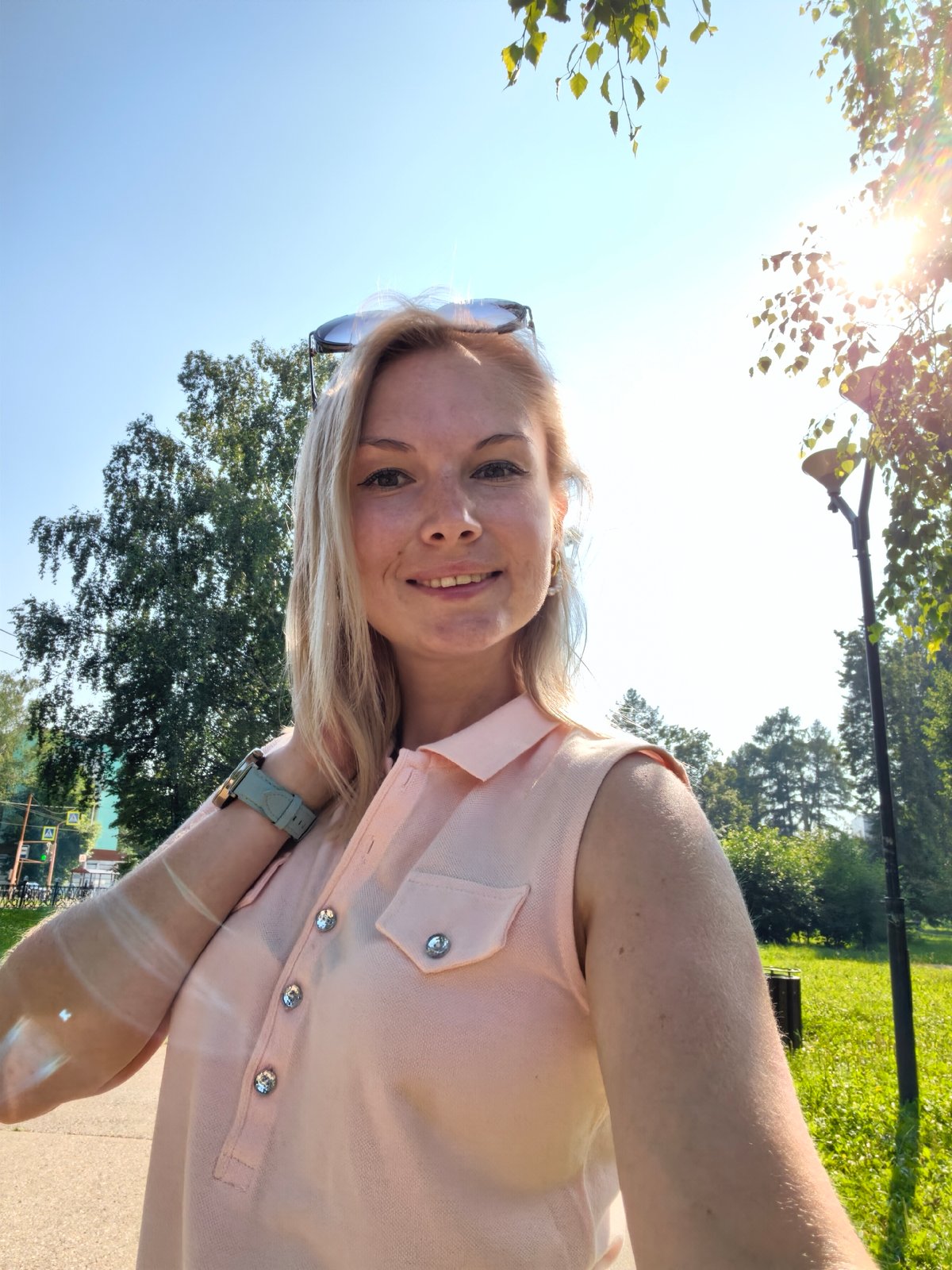 Sunny selfie session outdoors in Sterlitamak, Russia