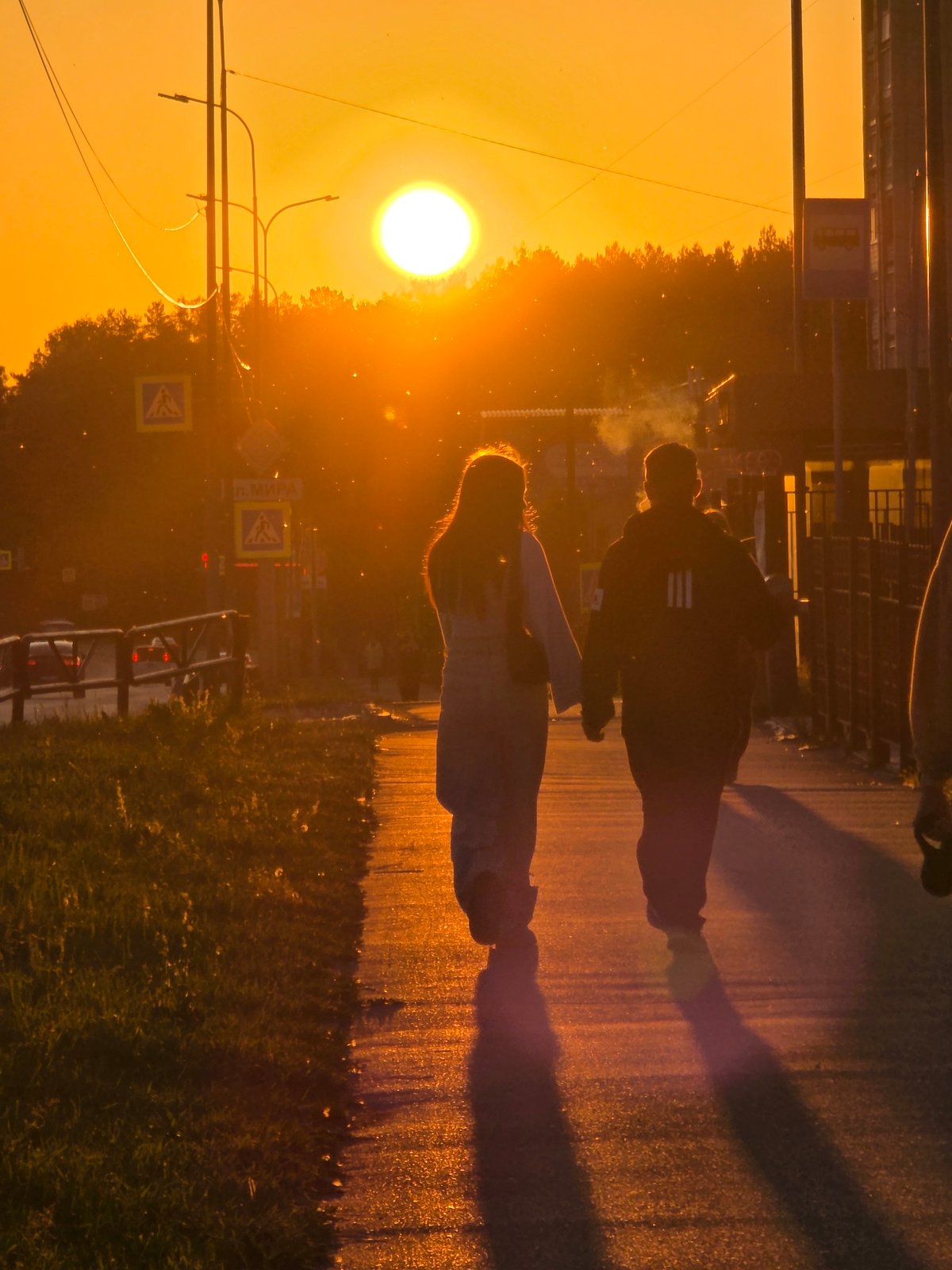 Vibrant sunset observed over Chaikovsky streets, Russia