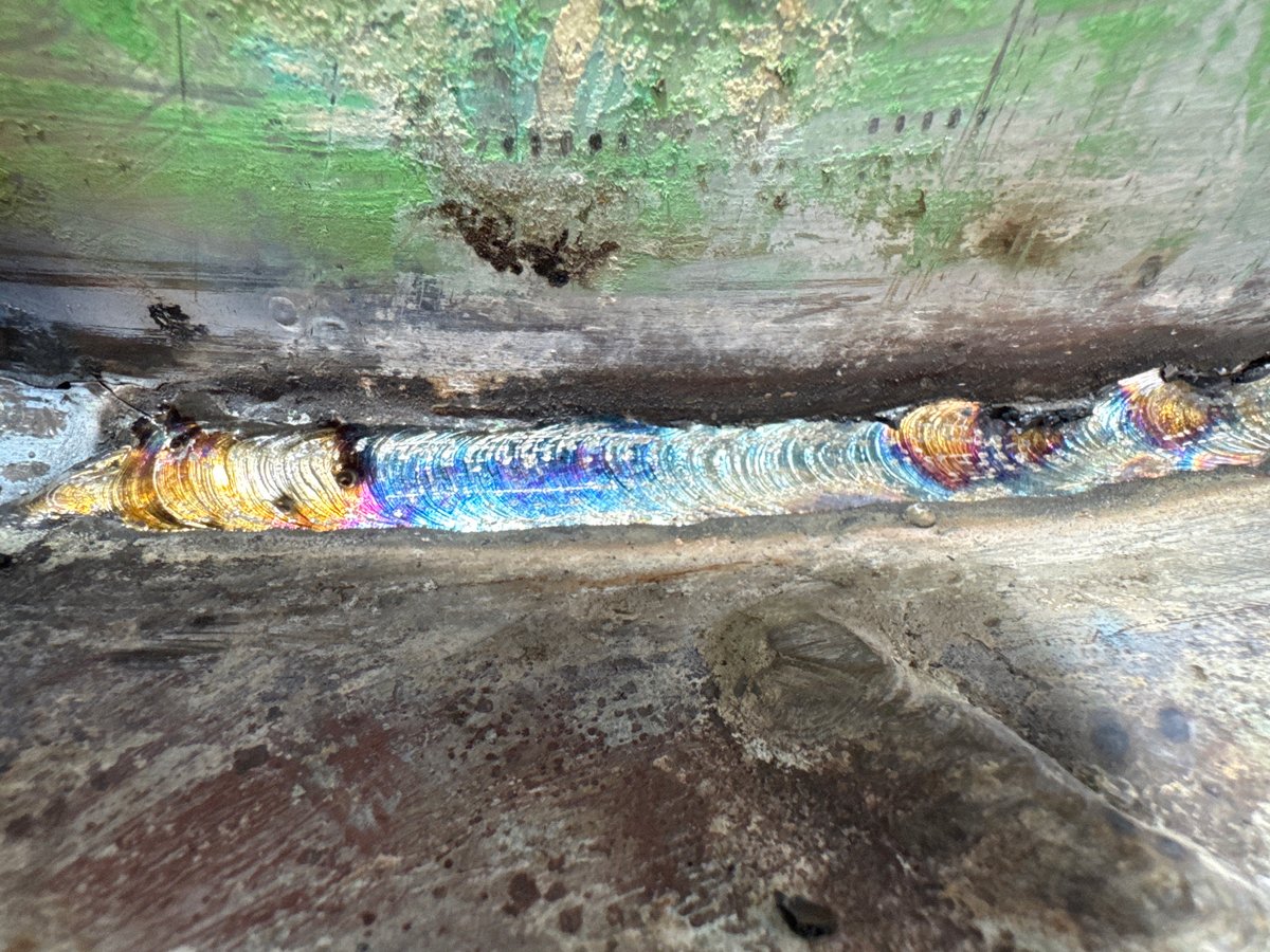 Welding work creates colorful seam in Barcelona