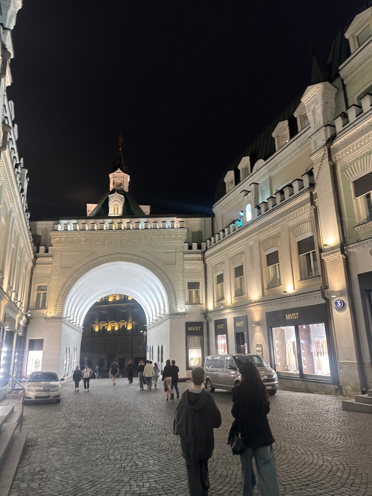 Evening scene captured near Red Square in Moscow