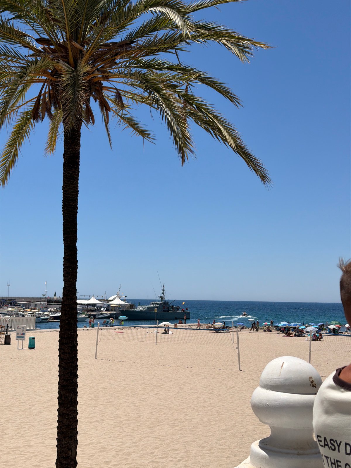 Bird costume street act draws crowd on Benidorm's beachfront plaza
