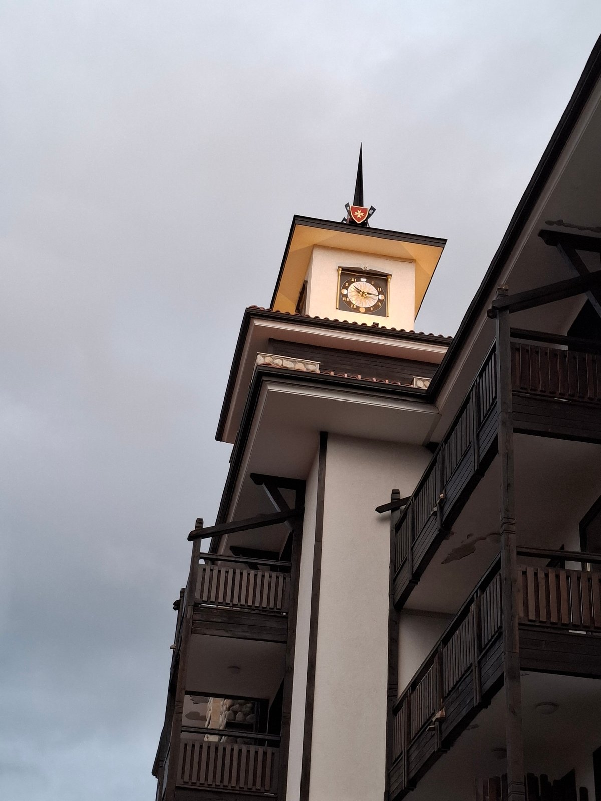 Street scenes documented in Bansko, Bulgaria including clock tower