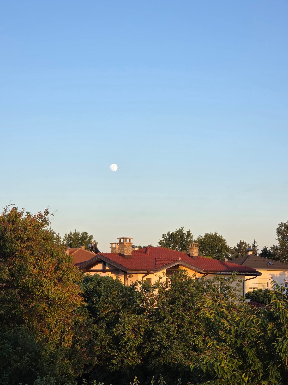 Bulgarian villager documents evening workout session and mountain views