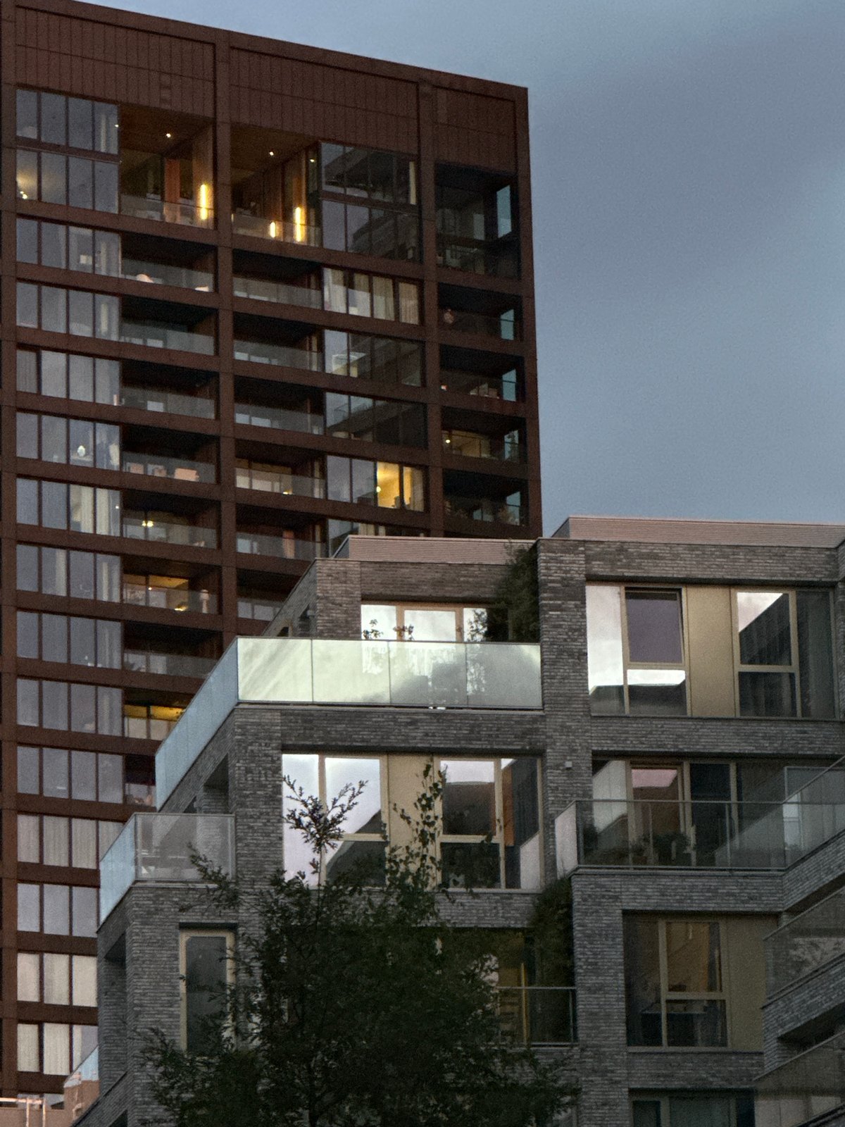 Evening documentation of modern Amsterdam residential development in IJburg