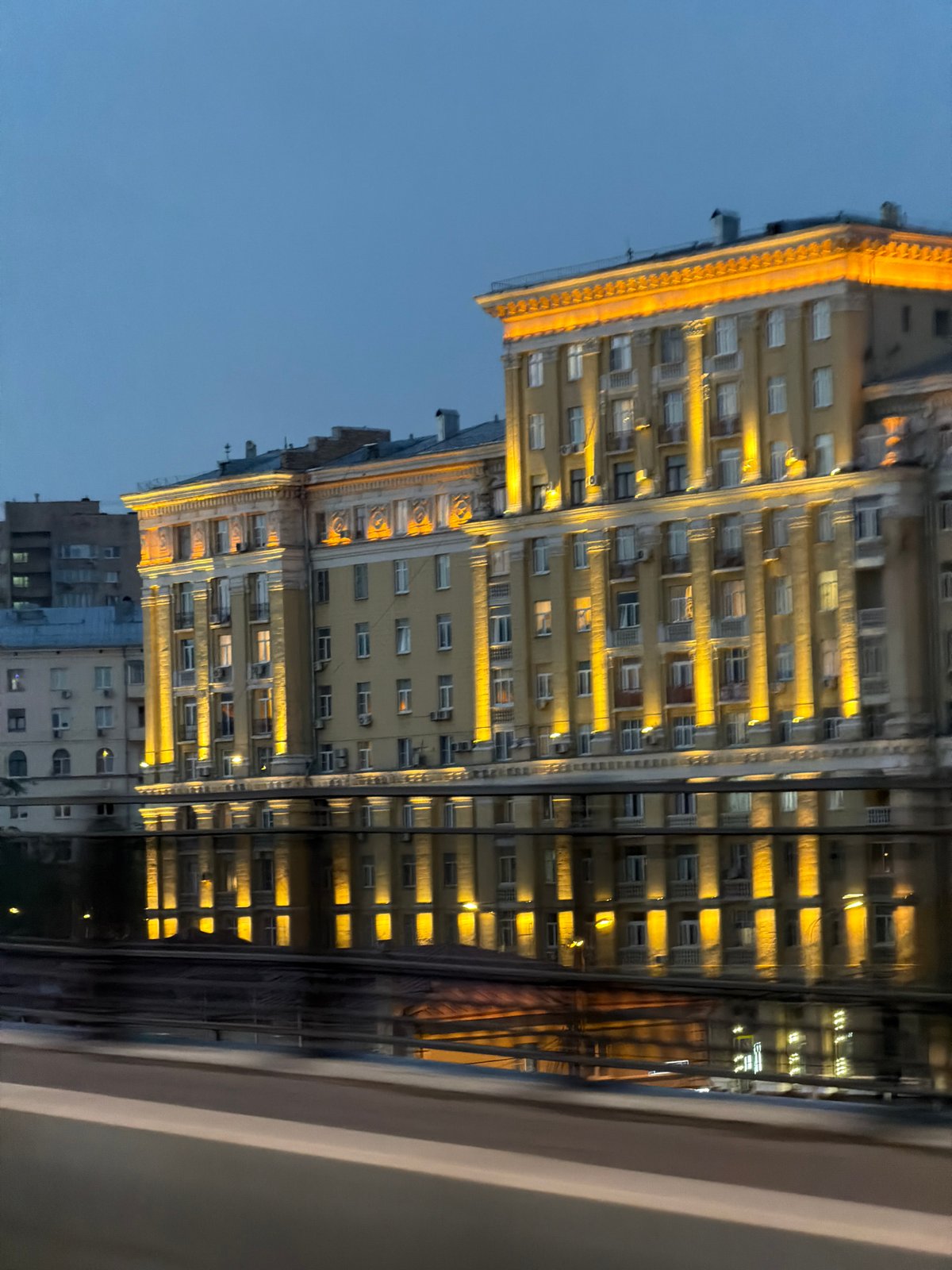 Evening urban architecture documented by witness in unknown city