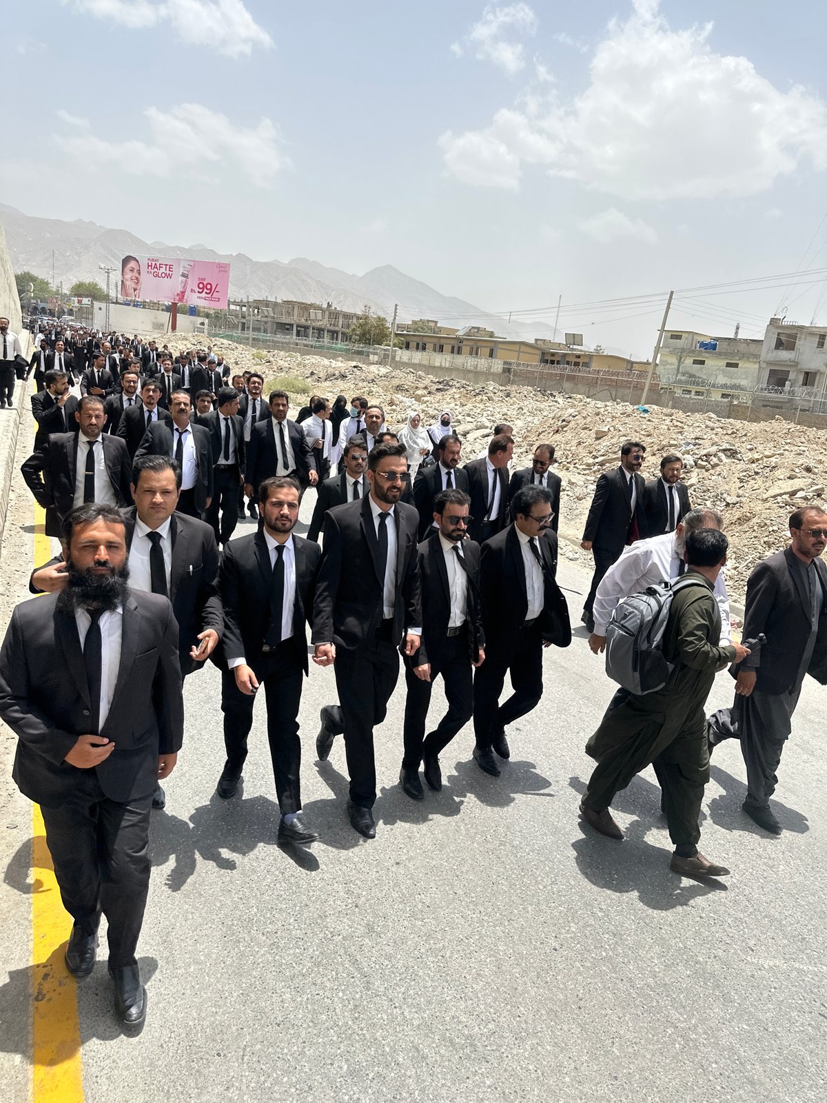 Lawyers march in protest through Quetta streets