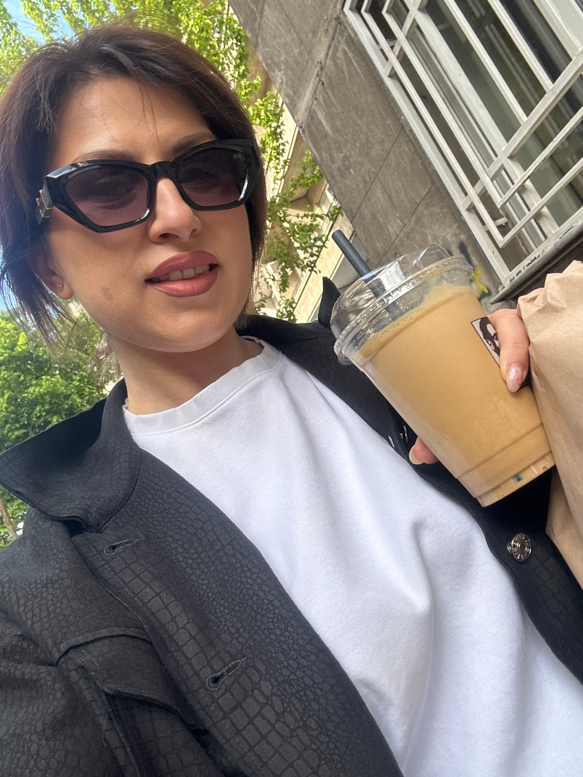 Morning coffee run captured in central Sofia