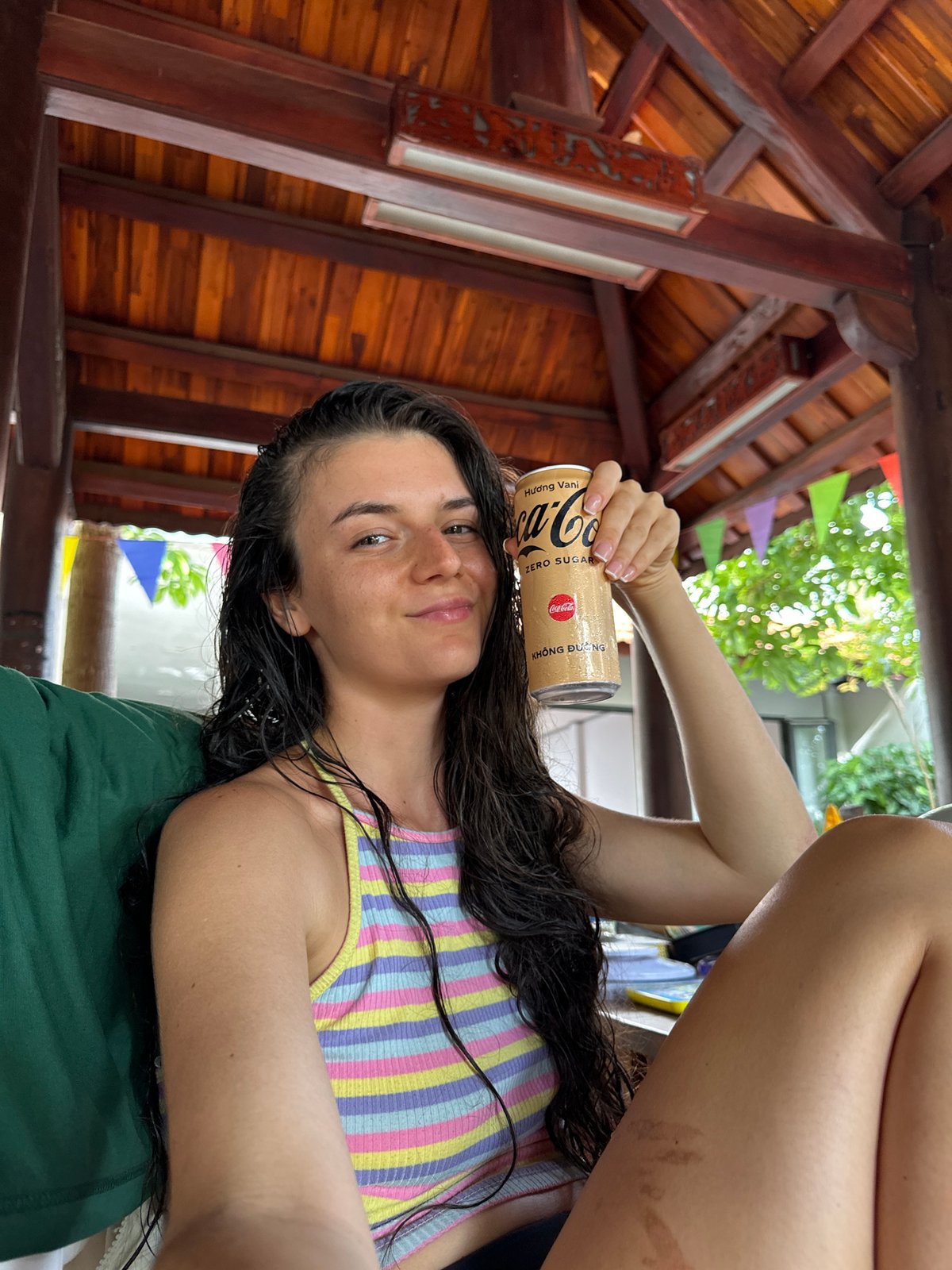 Chill morning at a Mũi Né pavilion with a Coke Zero