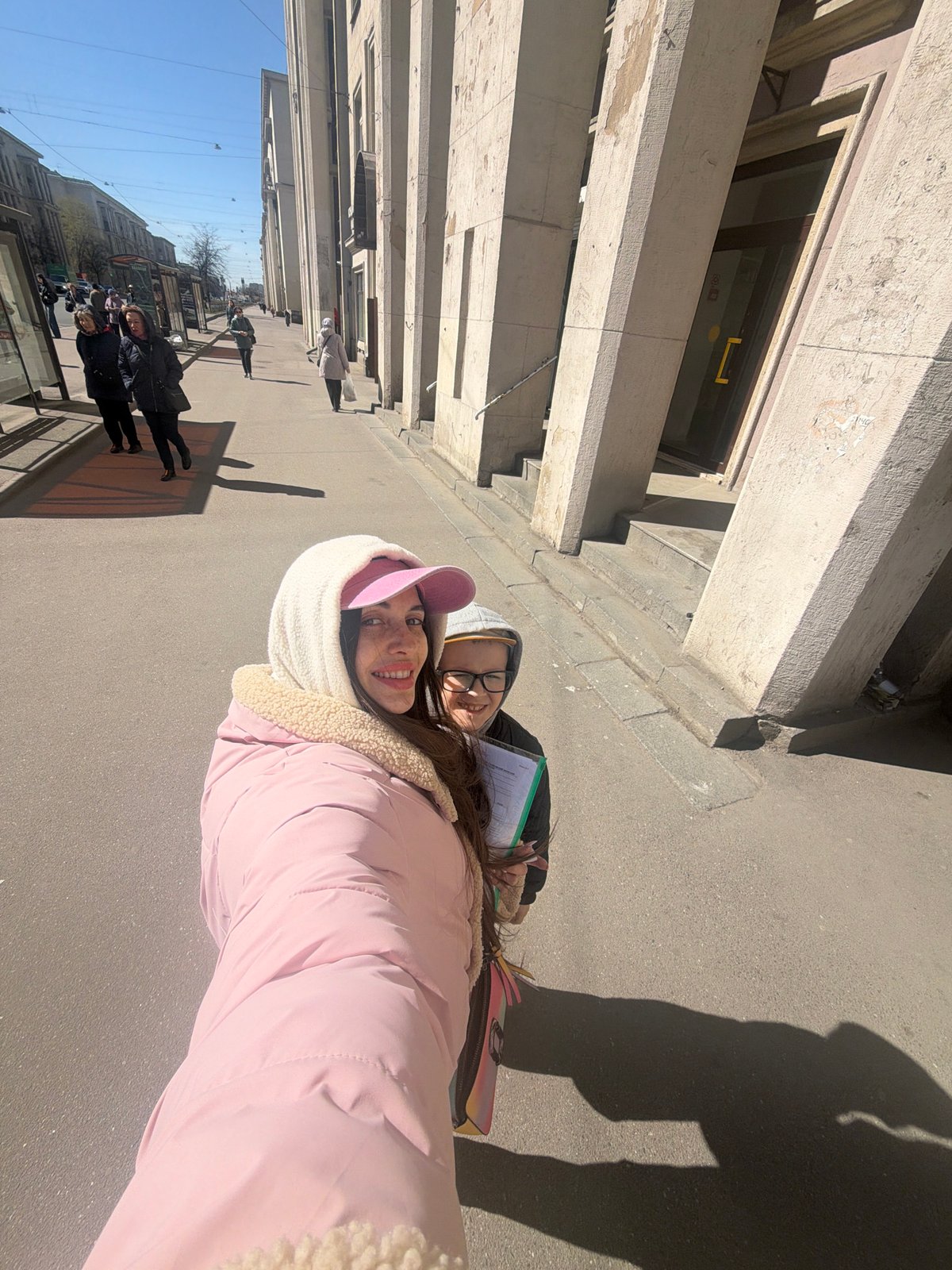 Casual street photography captured on sunny morning in Saint Petersburg
