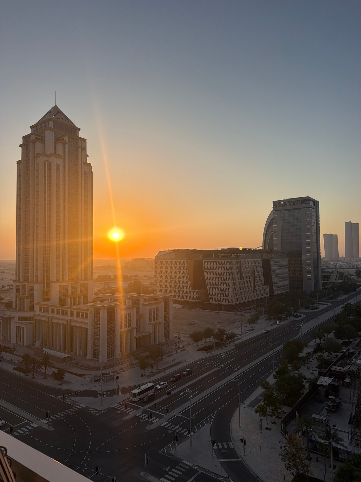 Urban sunset from a city balcony, multiple angles